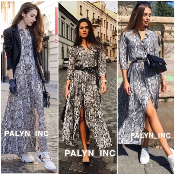 zara snakeskin shirt dress